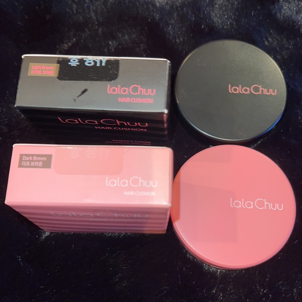 lalaChuu Hair Cushion Mini Dark Brown & Light Brown Portable Hair­ Colour Filler